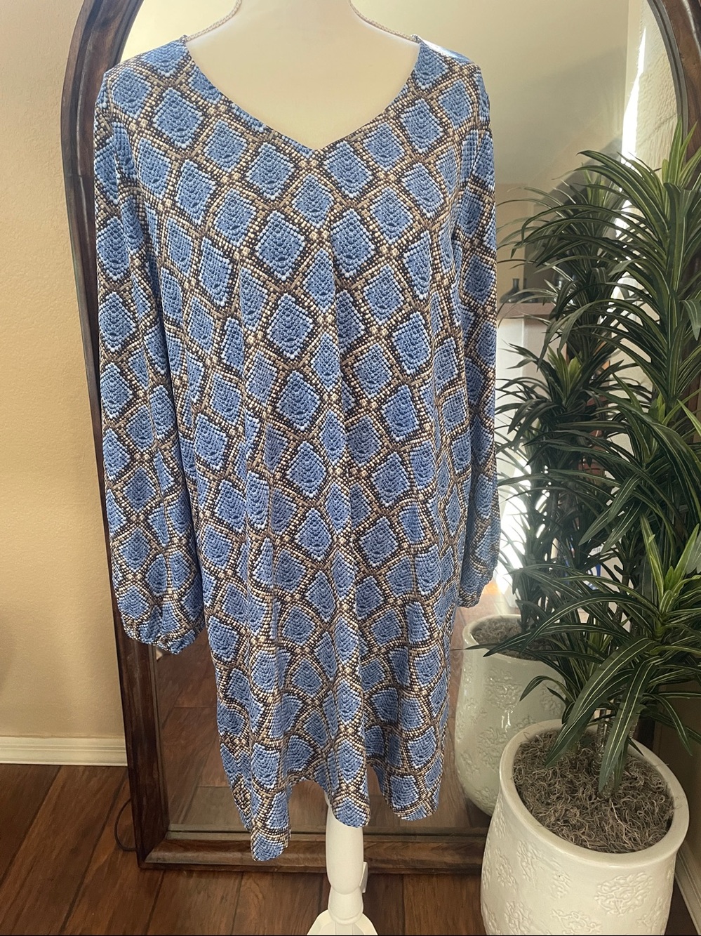 Tommy Bahama Desert Python V-Neck Dress Blue Monday